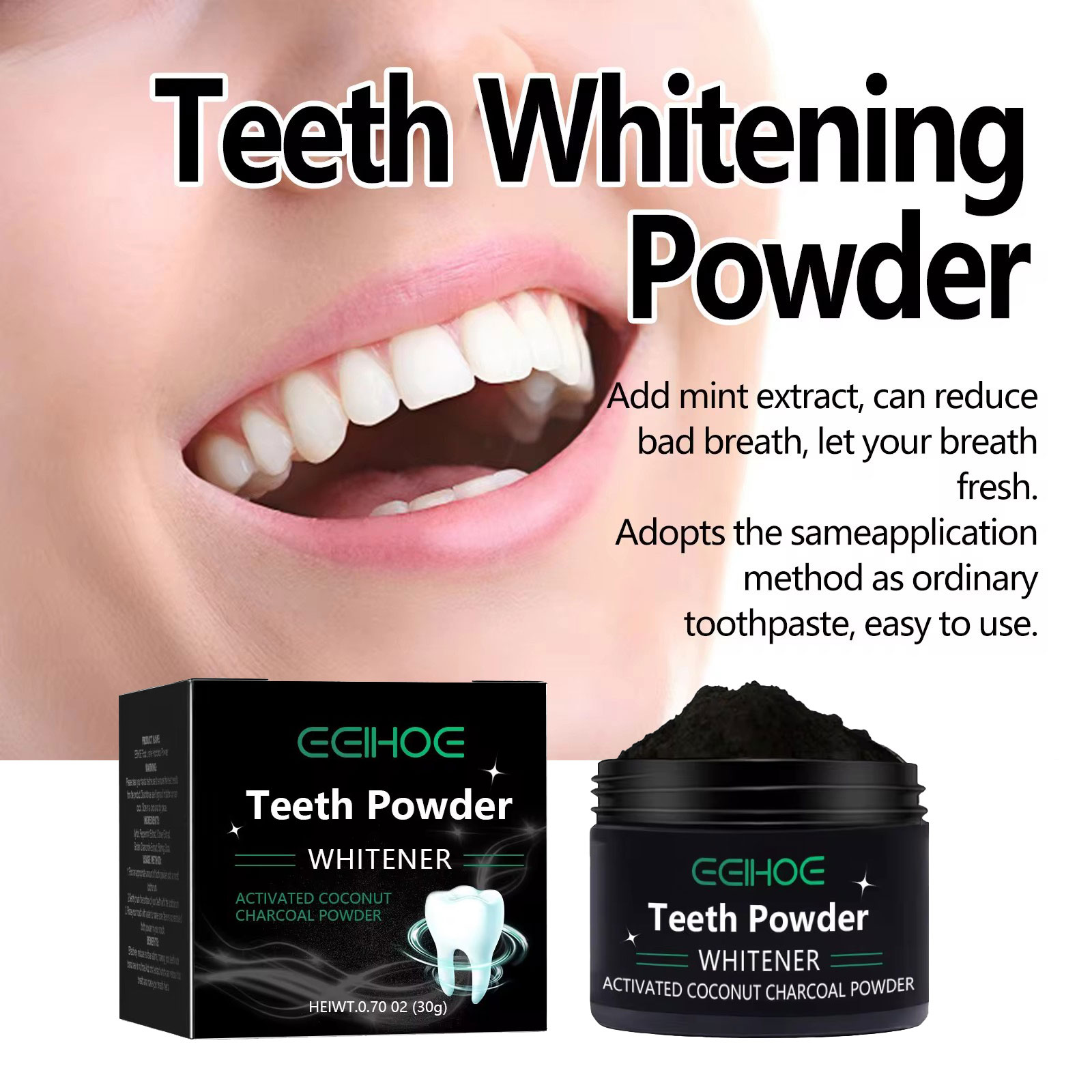 EELHOE Charcoal Powder for Tee - огляд і ціна Teeth Whitening Charcoal Powder