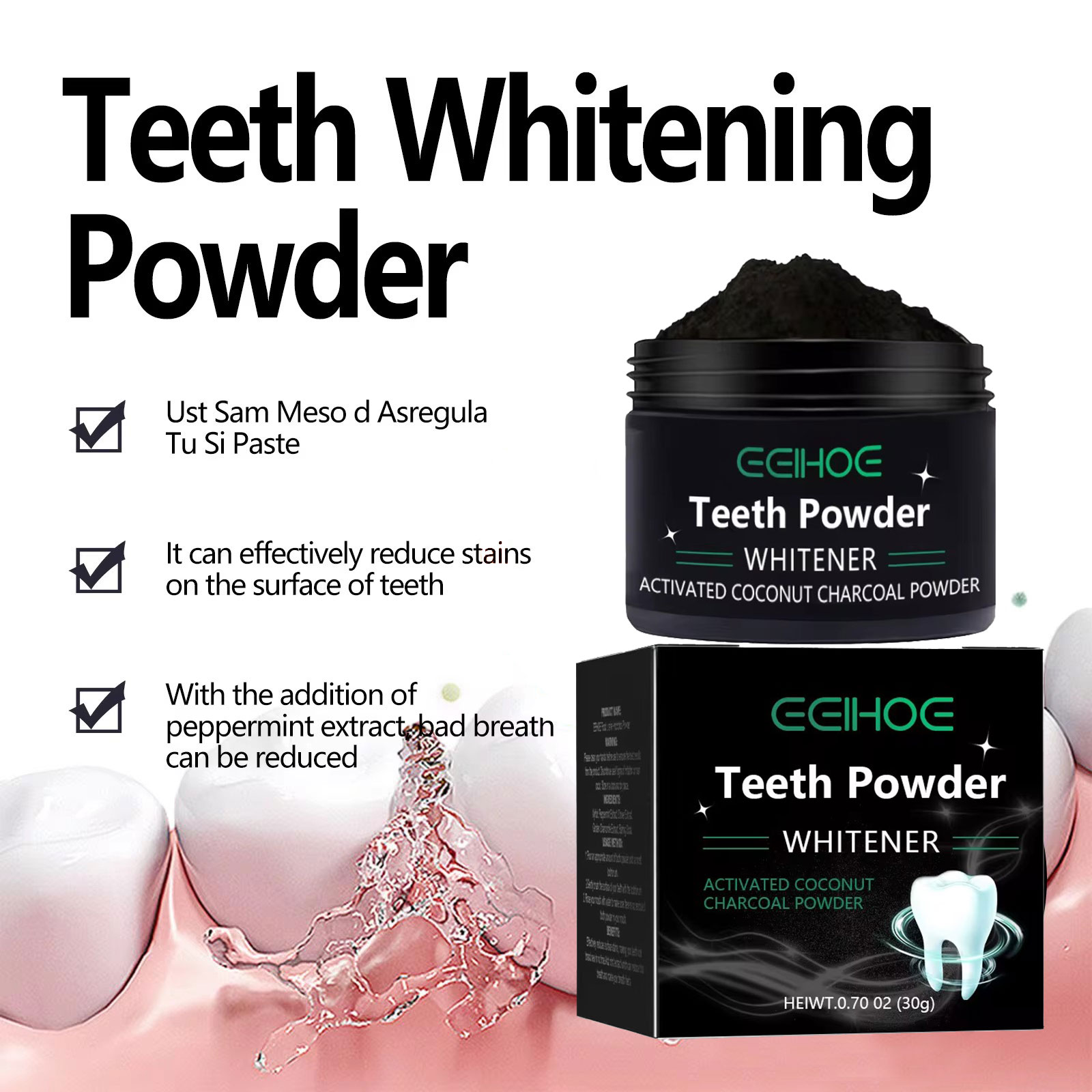 EELHOE Charcoal Powder for Tee - огляд і ціна Teeth Whitening Charcoal Powder