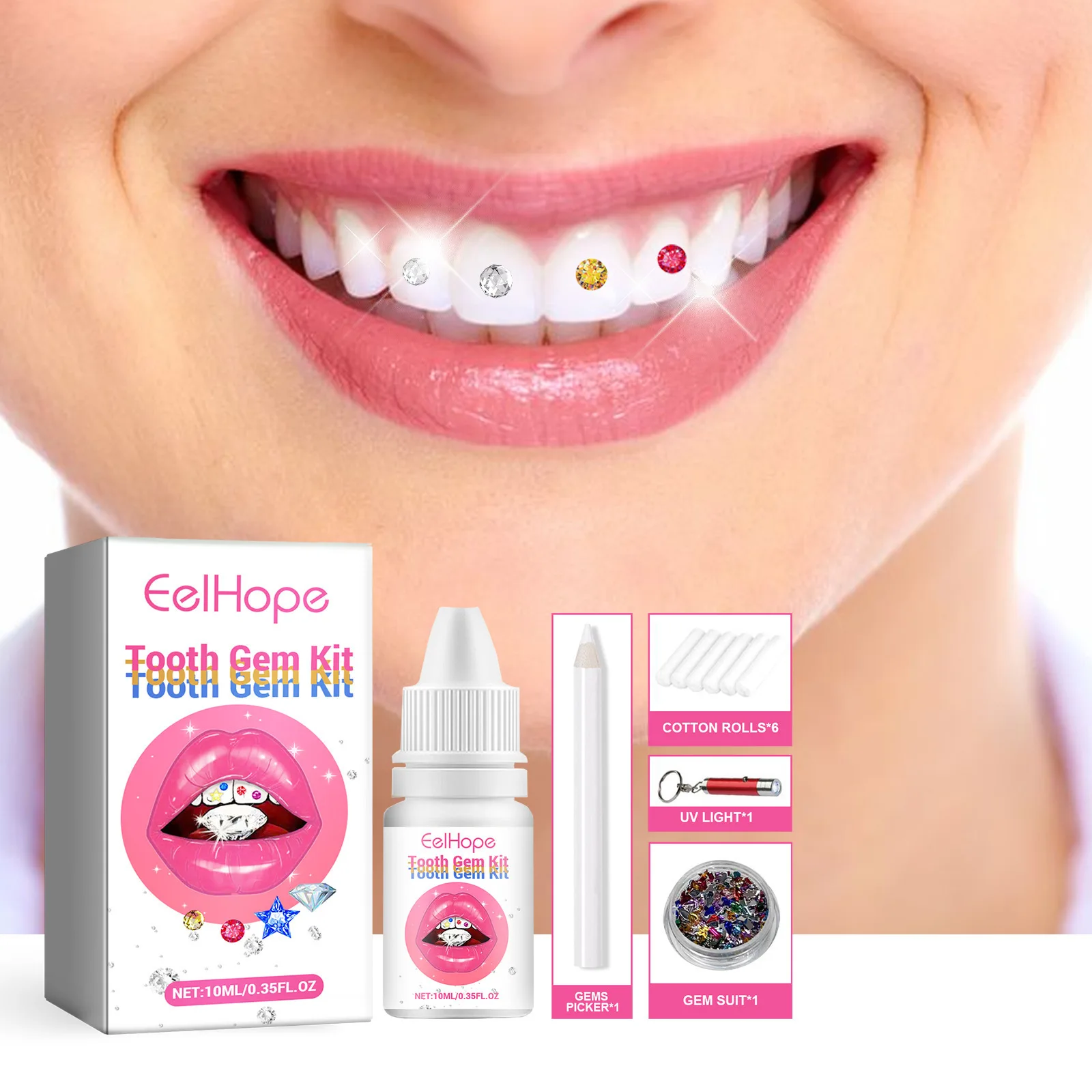 Tooth Jewelry Kit DIY Clear Pr - огляд і ціна Teeth Whitening Kit With Light