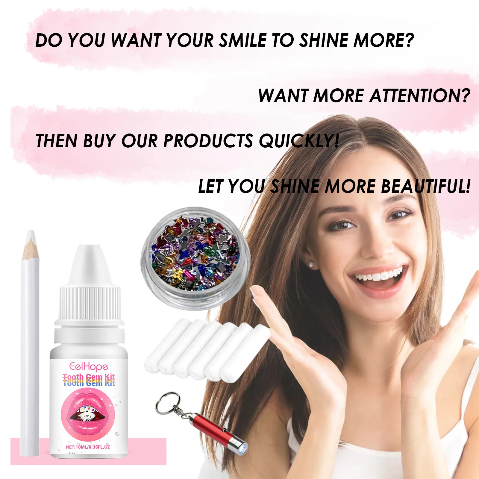 Tooth Jewelry Kit DIY Clear Pr - огляд і ціна Teeth Whitening Kit With Light