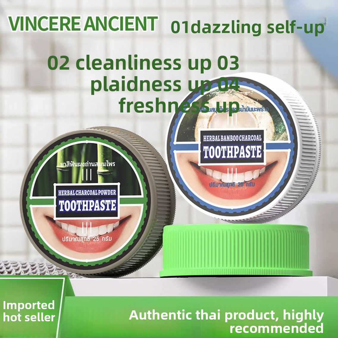 Natural Thai VINCERE Tooth Pow - огляд і ціна Teeth Whitening Charcoal Powder